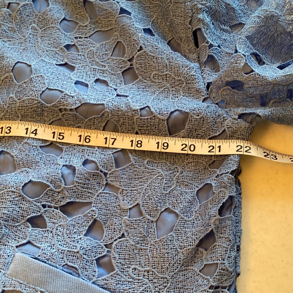 NWOT Isaac Mizrahi Lace Overlay Bomber Jacket in Blue - Picture 9 of 10
